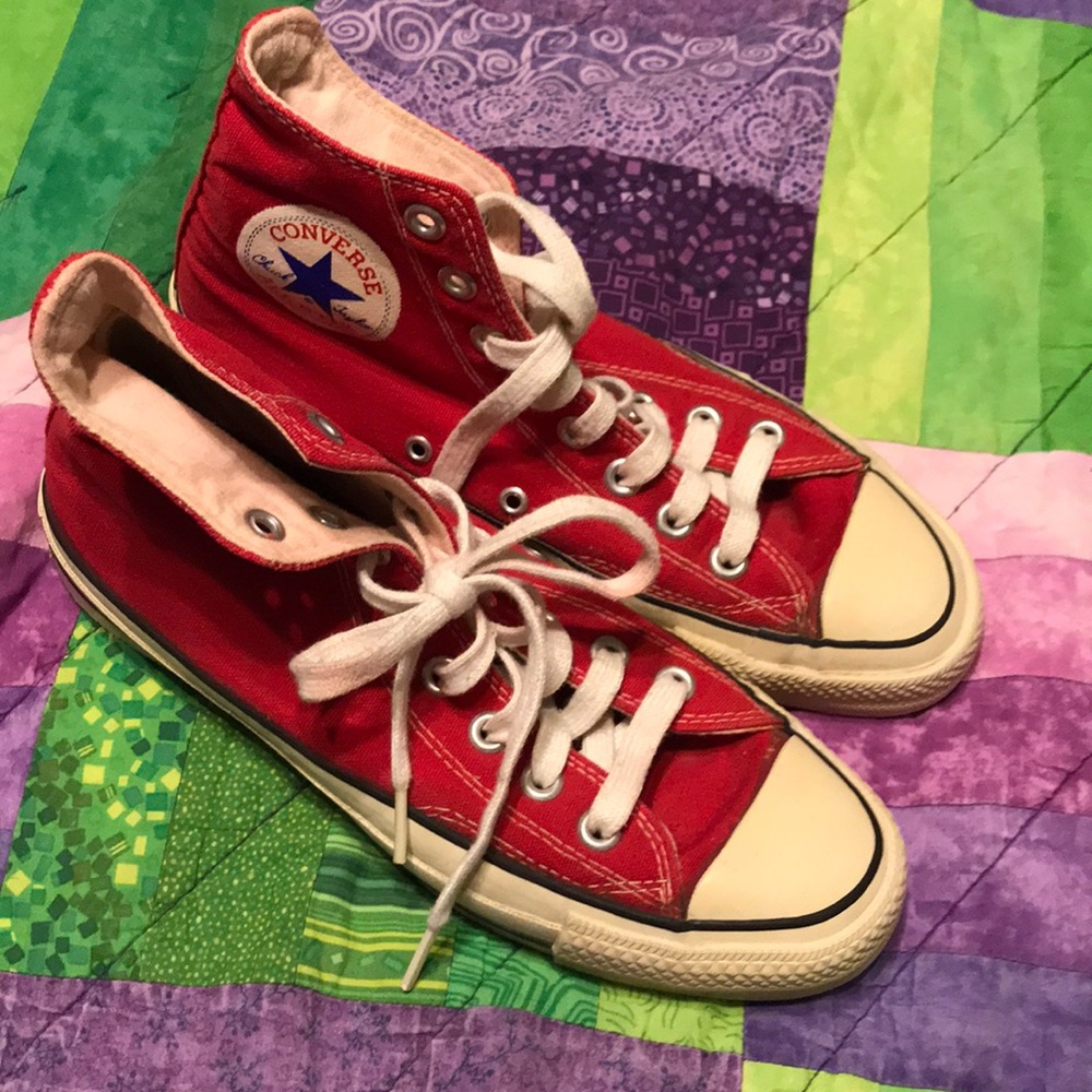 Red High Top Converse Chuck Taylor Shoes